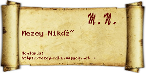 Mezey Niké névjegykártya
